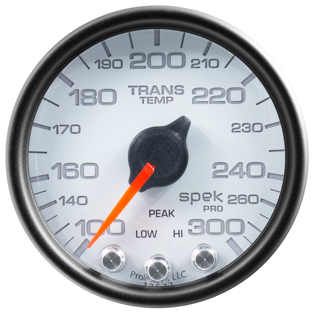 AutoMeter P34212 GAUGE, TRANS TEMP, 2 1/16", 300?F, STEPPER MOTOR W/PEAK & WRN, WHT/BLK, SPEK-PRO