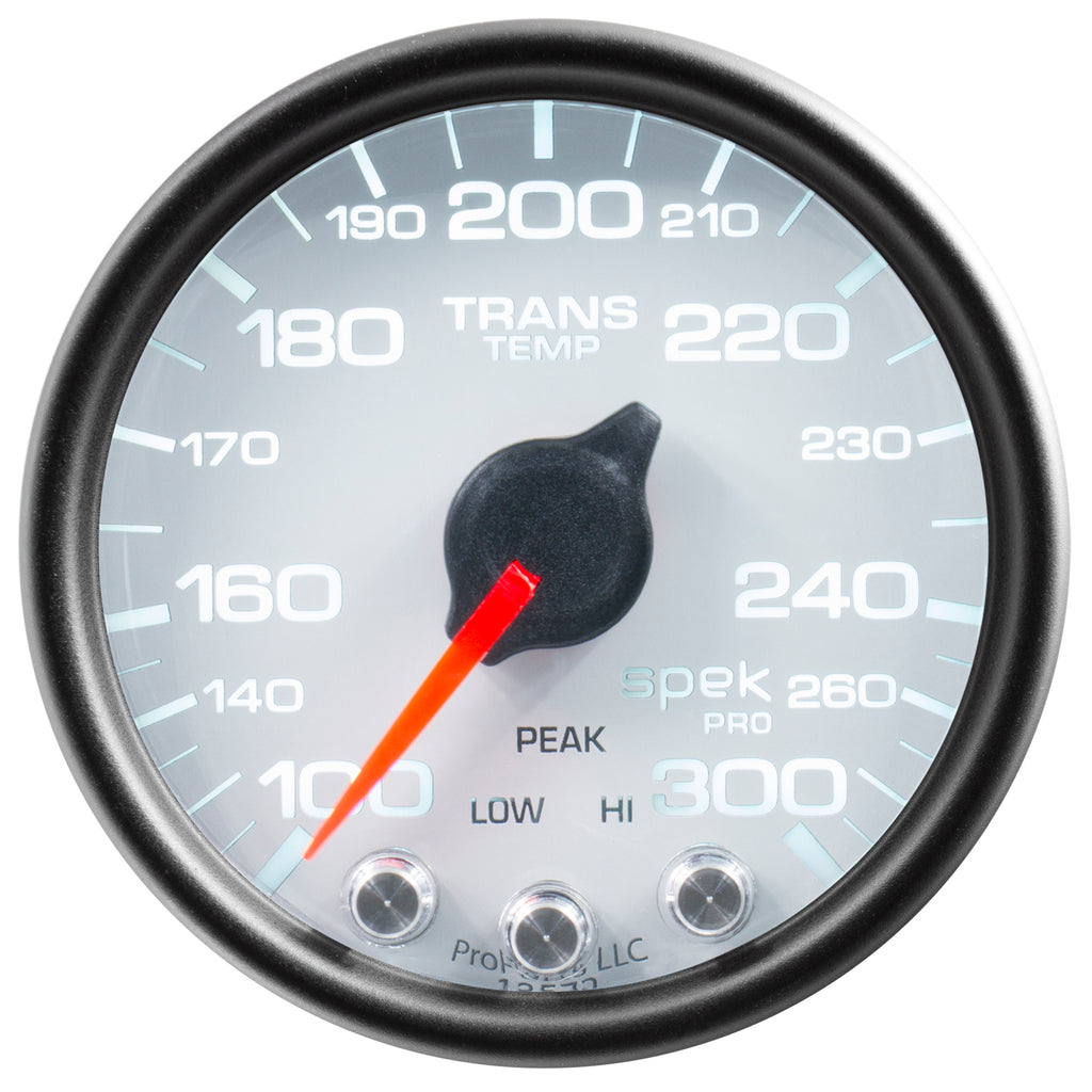 AutoMeter P34212 GAUGE, TRANS TEMP, 2 1/16", 300?F, STEPPER MOTOR W/PEAK & WRN, WHT/BLK, SPEK-PRO