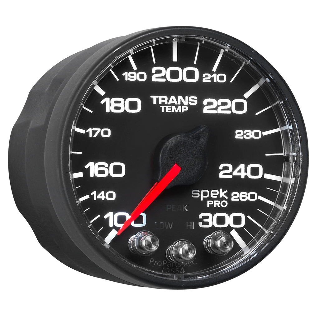 AutoMeter P342328 GAUGE, TRANS TEMP, 2 1/16", 300?F, STEPPER MOTOR W/PEAK & WRN, BLK/BLK, SPEK-PRO