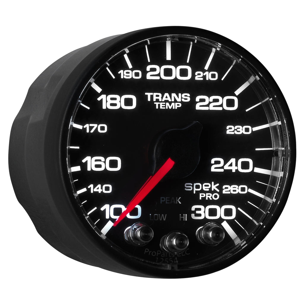 AutoMeter P342328 GAUGE, TRANS TEMP, 2 1/16", 300?F, STEPPER MOTOR W/PEAK & WRN, BLK/BLK, SPEK-PRO