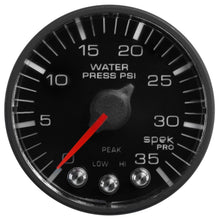 Load image into Gallery viewer, AutoMeter P343328 GAUGE, WATER PRESS, 2 1/16", 35PSI, STEPPER MOTOR W/PK &amp; WRN, BLK/BLK, SPEK-PRO