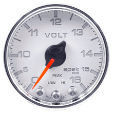 Load image into Gallery viewer, AutoMeter P34411 GAUGE, VOLTMETER, 2 1/16", 16V, STEPPER MOTOR W/PEAK &amp; WARN, WHT/CHRM, SPEK-PRO