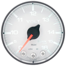 Load image into Gallery viewer, AutoMeter P344128 GAUGE, VOLTMETER, 2 1/16", 16V, STEPPER MOTOR W/PEAK &amp; WARN, WHT/BLK, SPEK-PRO