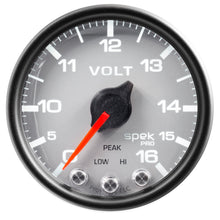 Load image into Gallery viewer, AutoMeter P34422 GAUGE, VOLTMETER, 2 1/16", 16V, STEPPER MOTOR W/PEAK &amp; WARN, SLVR/BLK, SPEK-PRO