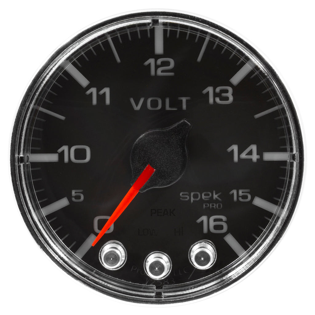 AutoMeter P344318 GAUGE, VOLTMETER, 2 1/16", 16V, STEPPER MOTOR W/PEAK & WARN, BLK/CHRM, SPEK-PRO