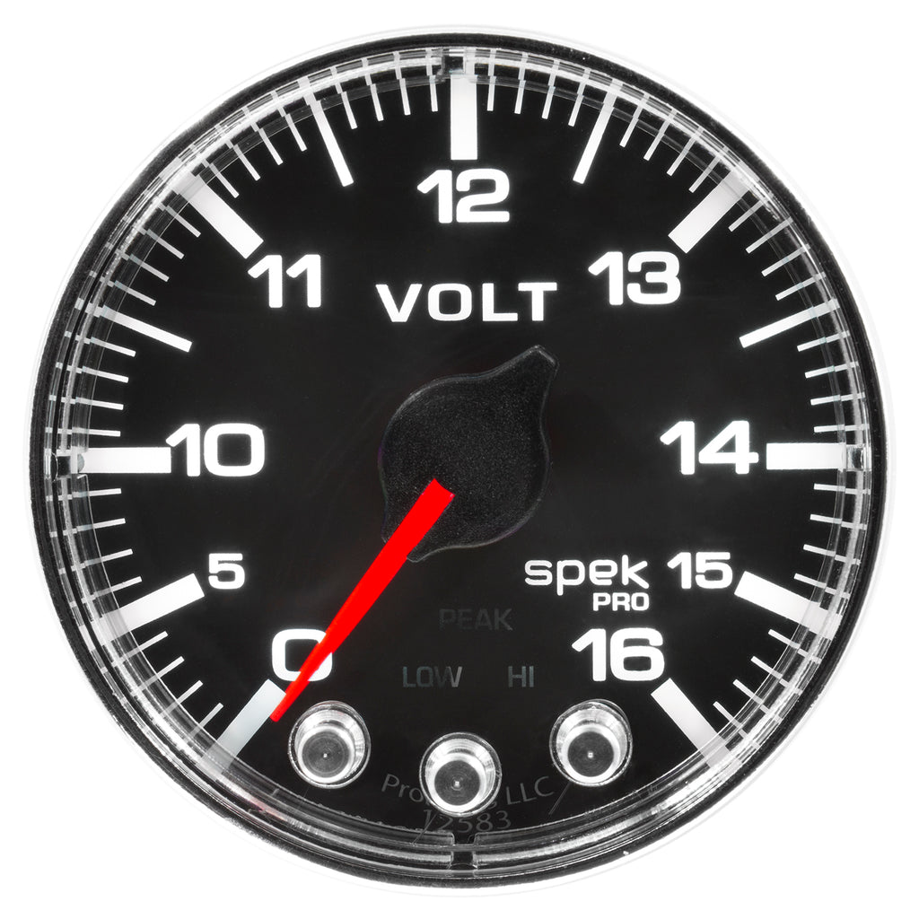 AutoMeter P344318 GAUGE, VOLTMETER, 2 1/16", 16V, STEPPER MOTOR W/PEAK & WARN, BLK/CHRM, SPEK-PRO