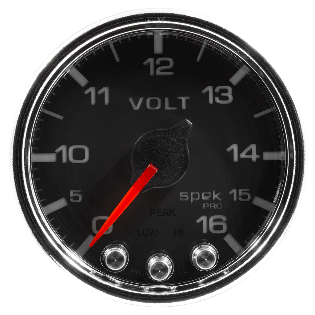 AutoMeter P34431 GAUGE, VOLTMETER, 2 1/16", 16V, STEPPER MOTOR W/PEAK & WARN, BLK/CHRM, SPEK-PRO