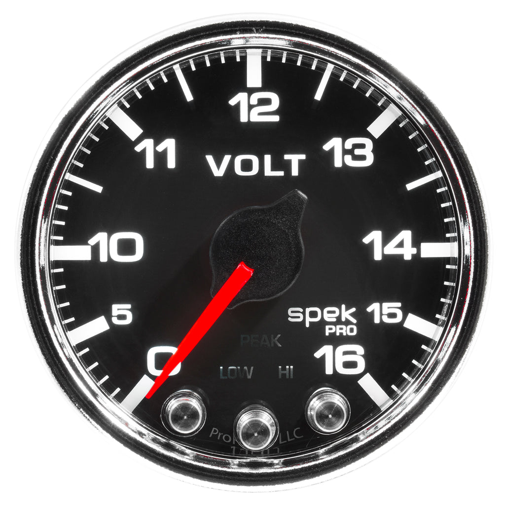 AutoMeter P34431 GAUGE, VOLTMETER, 2 1/16", 16V, STEPPER MOTOR W/PEAK & WARN, BLK/CHRM, SPEK-PRO