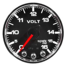 Load image into Gallery viewer, AutoMeter P34431 GAUGE, VOLTMETER, 2 1/16", 16V, STEPPER MOTOR W/PEAK &amp; WARN, BLK/CHRM, SPEK-PRO
