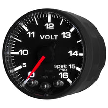 Load image into Gallery viewer, AutoMeter P344328 GAUGE, VOLTMETER, 2 1/16", 16V, STEPPER MOTOR W/PEAK &amp; WARN, BLK/BLK, SPEK-PRO