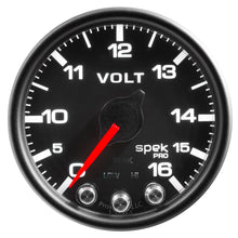 Load image into Gallery viewer, AutoMeter P34432 GAUGE, VOLTMETER, 2 1/16", 16V, STEPPER MOTOR W/PEAK &amp; WARN, BLK/BLK, SPEK-PRO