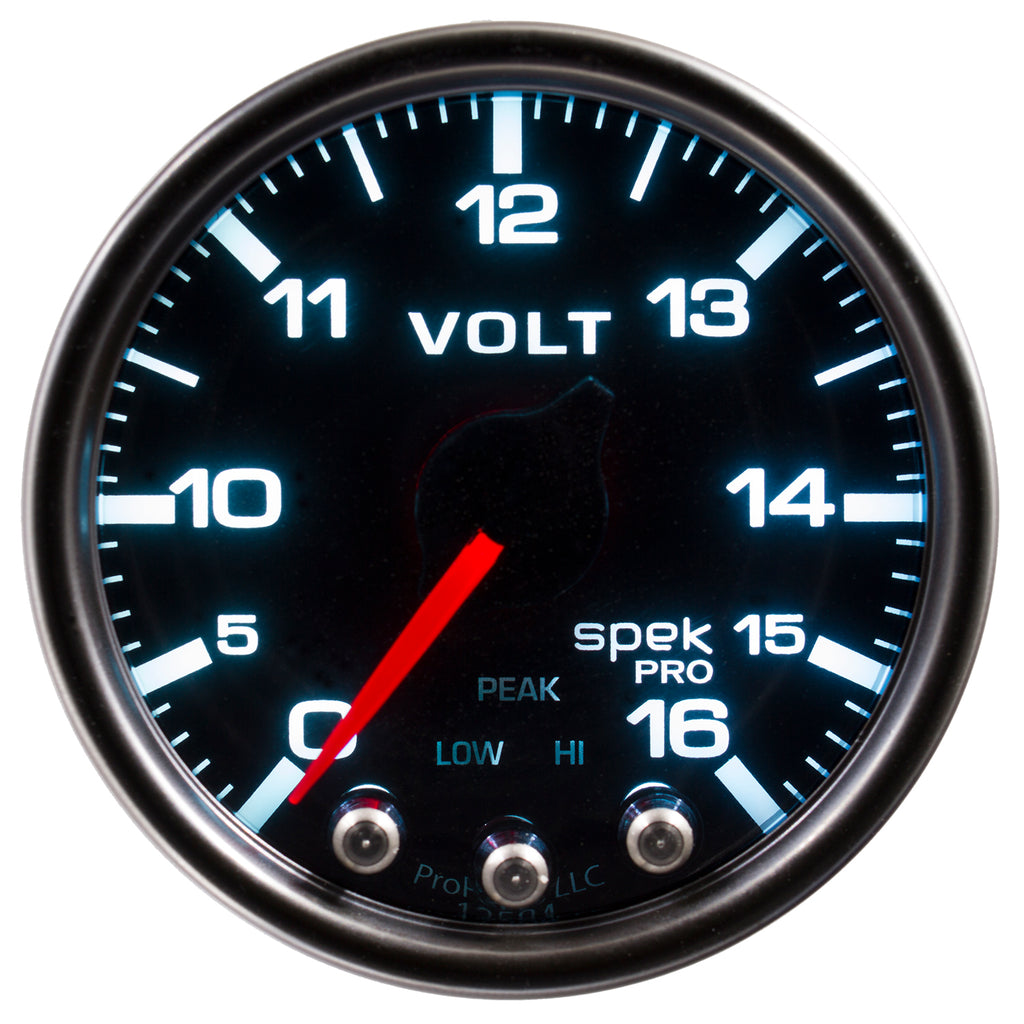 AutoMeter P34452 GAUGE, VOLTMETER, 2 1/16", 16V, STEPPER MOTOR W/PEAK & WARN, BLK/SMOKE/BLK, SPEK