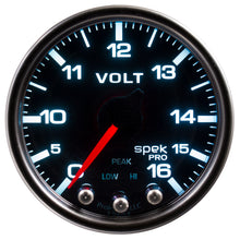Load image into Gallery viewer, AutoMeter P34452 GAUGE, VOLTMETER, 2 1/16", 16V, STEPPER MOTOR W/PEAK &amp; WARN, BLK/SMOKE/BLK, SPEK