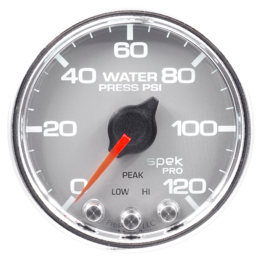 AutoMeter P34521 GAUGE, WATER PRESS, 2 1/16", 120PSI, STEPPER MOTOR W/PEAK & WRN, SLVR/CHRM, SPEK