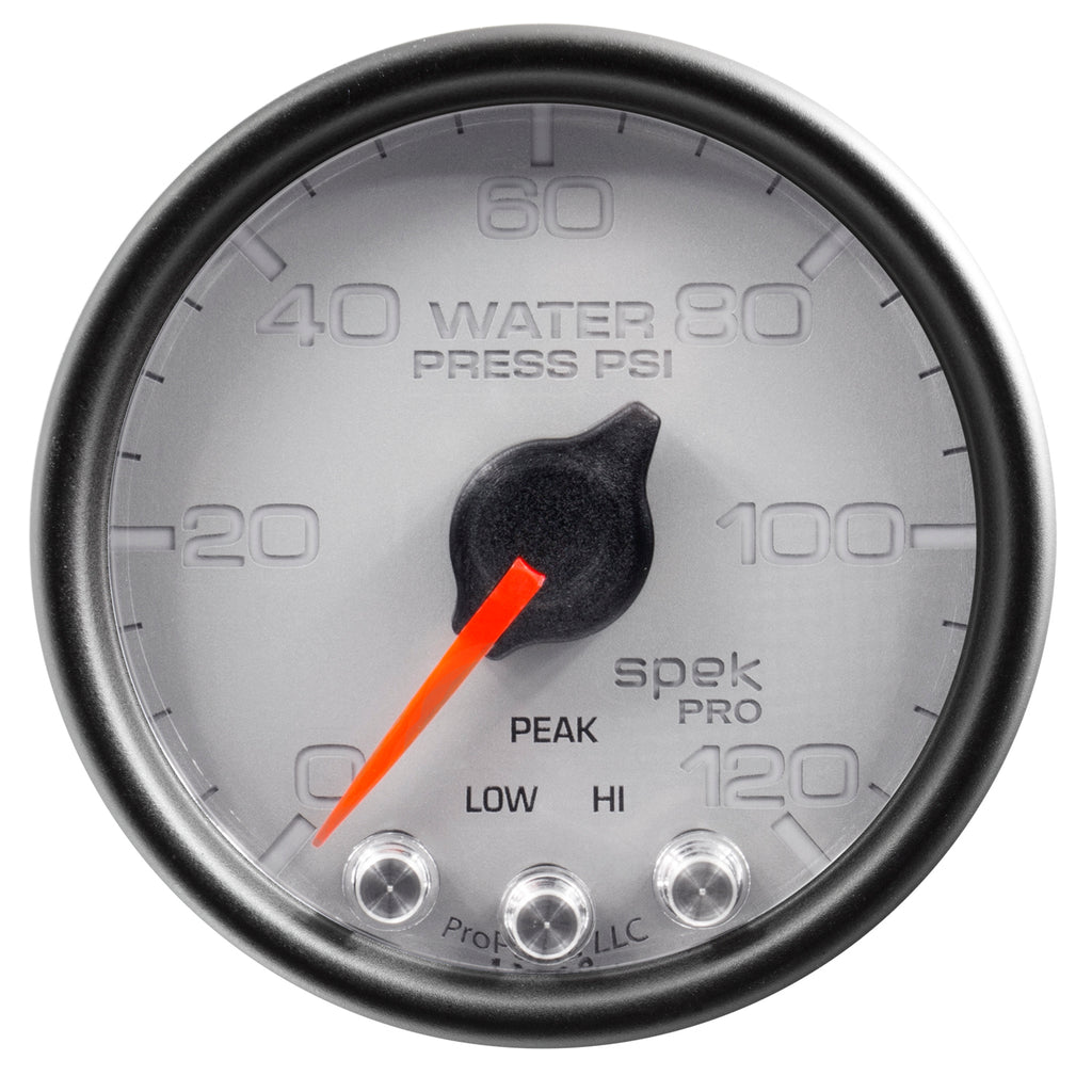 AutoMeter P34522 GAUGE, WATER PRESS, 2 1/16", 120PSI, STEPPER MOTOR W/PEAK & WARN, SLVR/BLK, SPEK