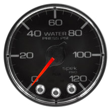 Load image into Gallery viewer, AutoMeter P345318 GAUGE, WATER PRESS, 2 1/16", 120PSI, STEPPER MOTOR W/PEAK &amp; WARN, BLK/CHRM, SPEK