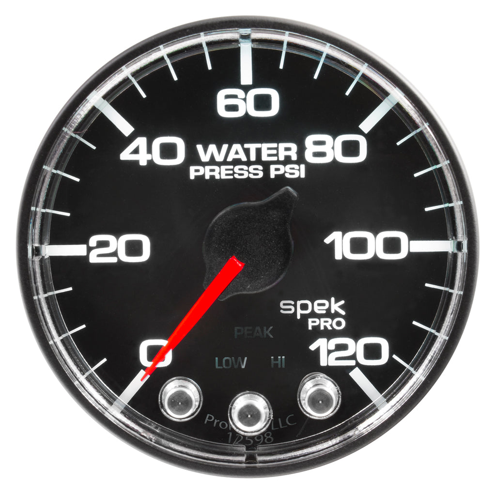 AutoMeter P345318 GAUGE, WATER PRESS, 2 1/16", 120PSI, STEPPER MOTOR W/PEAK & WARN, BLK/CHRM, SPEK