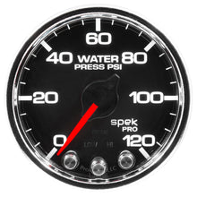 Load image into Gallery viewer, AutoMeter P34531 GAUGE, WATER PRESS, 2 1/16", 120PSI, STEPPER MOTOR W/PEAK &amp; WARN, BLK/CHRM, SPEK