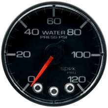 Load image into Gallery viewer, AutoMeter P345328 GAUGE, WATER PRESS, 2 1/16", 120PSI, STEPPER MOTOR W/PEAK &amp; WARN, BLK/BLK, SPEK