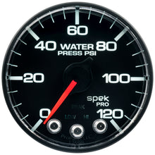 Load image into Gallery viewer, AutoMeter P345328 GAUGE, WATER PRESS, 2 1/16", 120PSI, STEPPER MOTOR W/PEAK &amp; WARN, BLK/BLK, SPEK