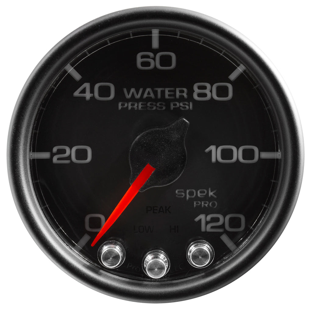 AutoMeter P34532 GAUGE, WATER PRESS, 2 1/16", 120PSI, STEPPER MOTOR W/PEAK & WARN, BLK/BLK, SPEK