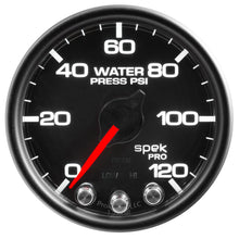 Load image into Gallery viewer, AutoMeter P34532 GAUGE, WATER PRESS, 2 1/16", 120PSI, STEPPER MOTOR W/PEAK &amp; WARN, BLK/BLK, SPEK