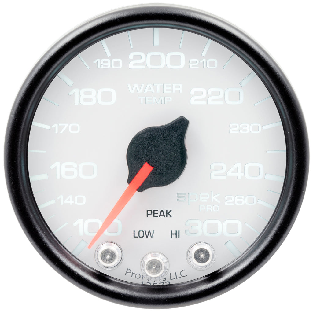 AutoMeter P34612 GAUGE, WATER TEMP, 2 1/16", 300?F, STEPPER MOTOR W/PEAK & WARN, WHT/BLK, SPEK
