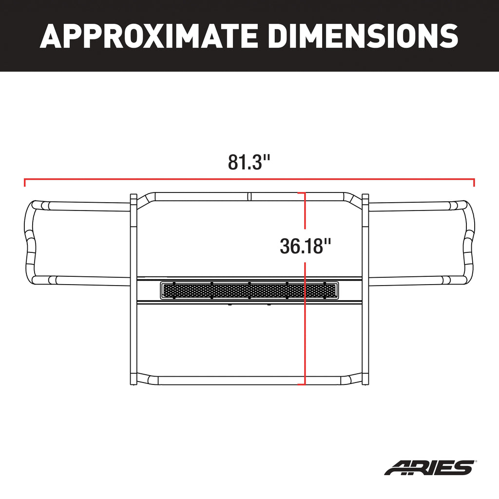 ARIES P4091 Pro Series Black Steel Grille Guard, Select Chevrolet Silverado 1500 for Select Chevrolet Silverado 1500