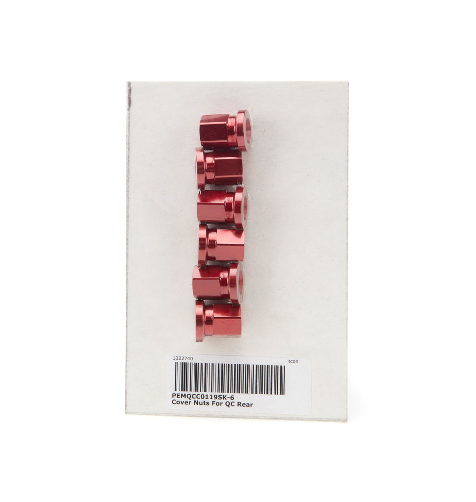 PEM QCC0119SK-6 Cover Nuts For QC Rear Short Red 6 Pack