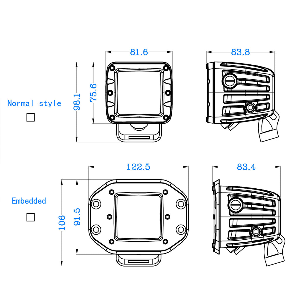 Black Horse Off Road PLE4JB LED 2" Cube Lights