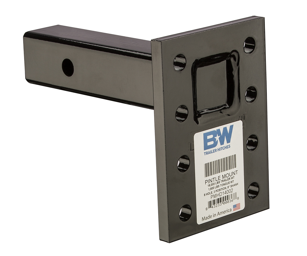 B&W Trailer Hitches PMHD14002 16K Pintle Plate, 8 Hole, 3 Position, 2x9" Shank - Truck Part Superstore
