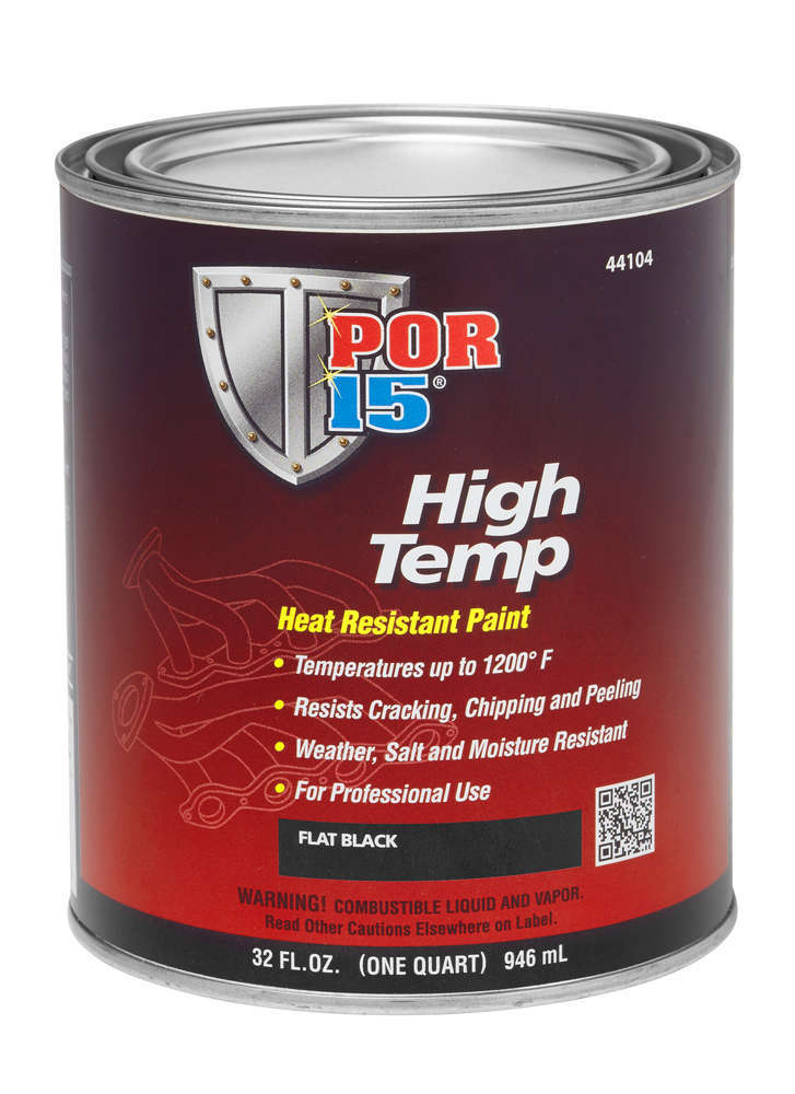 POR-15 44104 High Temperature Flat Bl ack Paint Quart