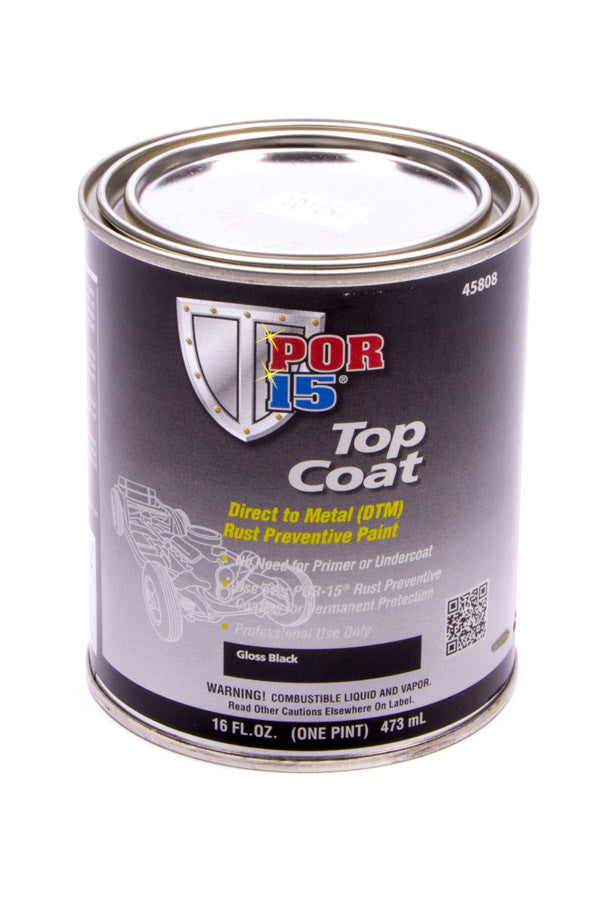 POR-15 45808 Top Coat Paint Gloss Black Pint