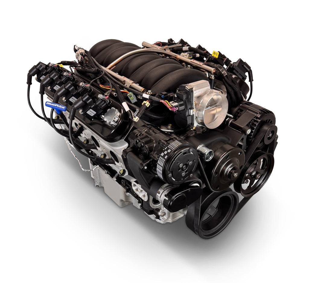 BluePrint Engines PSLS3763CTFKB1 376CI GM LS Compatible Deluxe Dressed -EFI -Black Kit for Select Chevrolet B60, Chevrolet B7, Chevrolet Bel Air, Chevrolet Biscayne, Chevrolet Brookwood, Chevrolet C50, Chevrolet C60, Chevrolet C60 Kodiak, Chevrolet C6500
