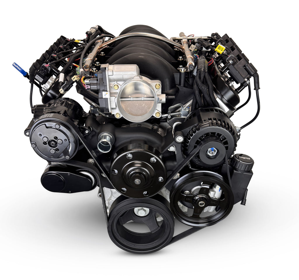 BluePrint Engines PSLS3763CTFKB1 376CI GM LS Compatible Deluxe Dressed -EFI -Black Kit for Select Chevrolet B60, Chevrolet B7, Chevrolet Bel Air, Chevrolet Biscayne, Chevrolet Brookwood, Chevrolet C50, Chevrolet C60, Chevrolet C60 Kodiak, Chevrolet C6500