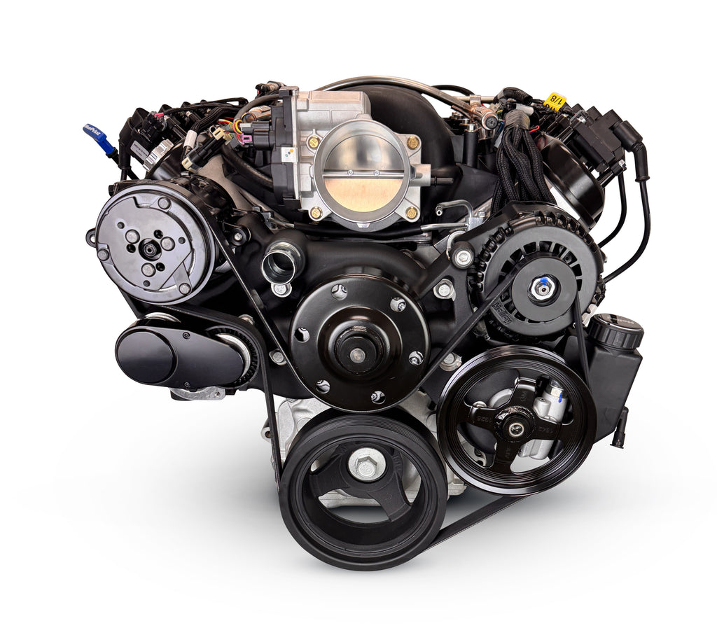 BluePrint Engines PSLS3763CTFKB1 376CI GM LS Compatible Deluxe Dressed -EFI -Black Kit for Select Chevrolet B60, Chevrolet B7, Chevrolet Bel Air, Chevrolet Biscayne, Chevrolet Brookwood, Chevrolet C50, Chevrolet C60, Chevrolet C60 Kodiak, Chevrolet C6500