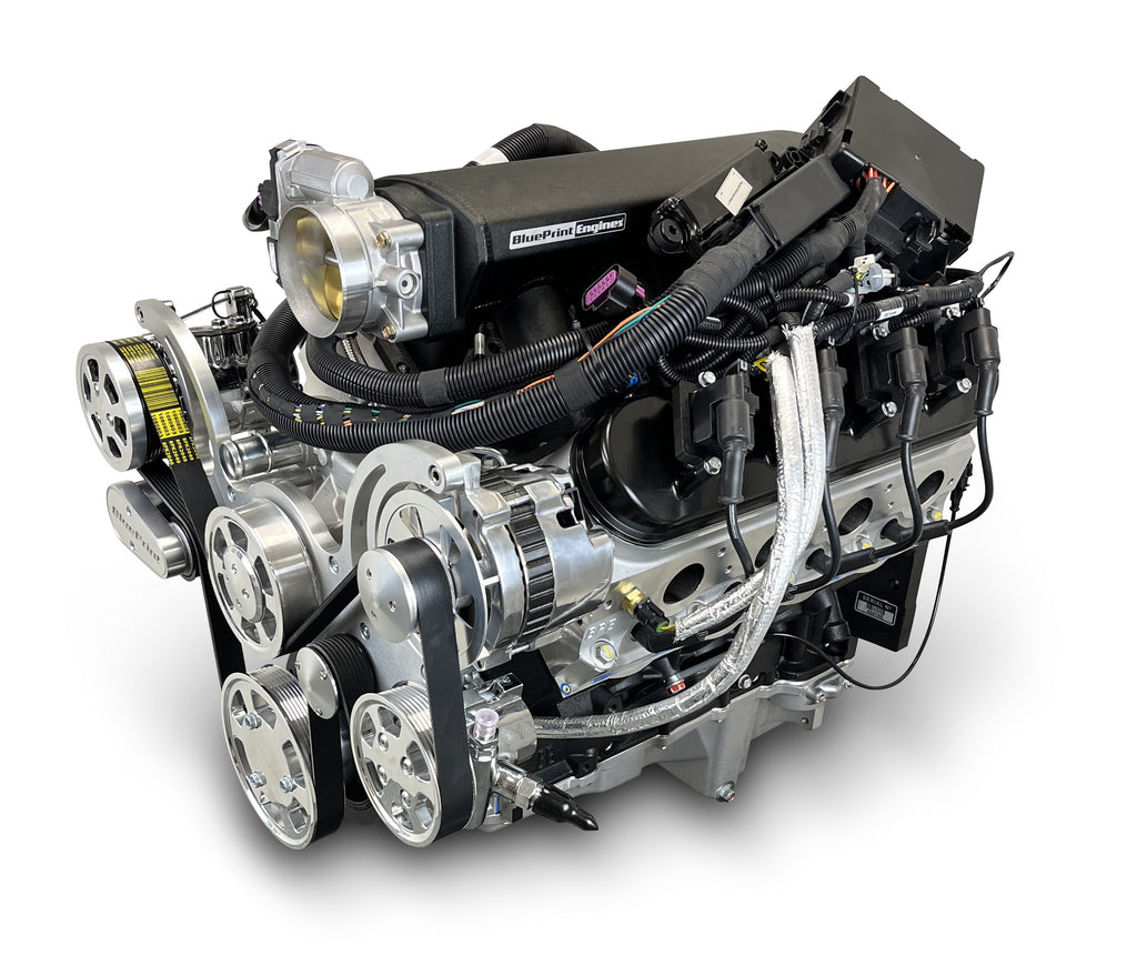 BluePrint Engines PSLS37651CTFK 376CI GM LS Compatible Deluxe Dressed -EFI -Polished Kit for Select Chevrolet B60, Chevrolet B7, Chevrolet Bel Air, Chevrolet Biscayne, Chevrolet Brookwood, Chevrolet C50, Chevrolet C60, Chevrolet C60 Kodiak, Chevrolet