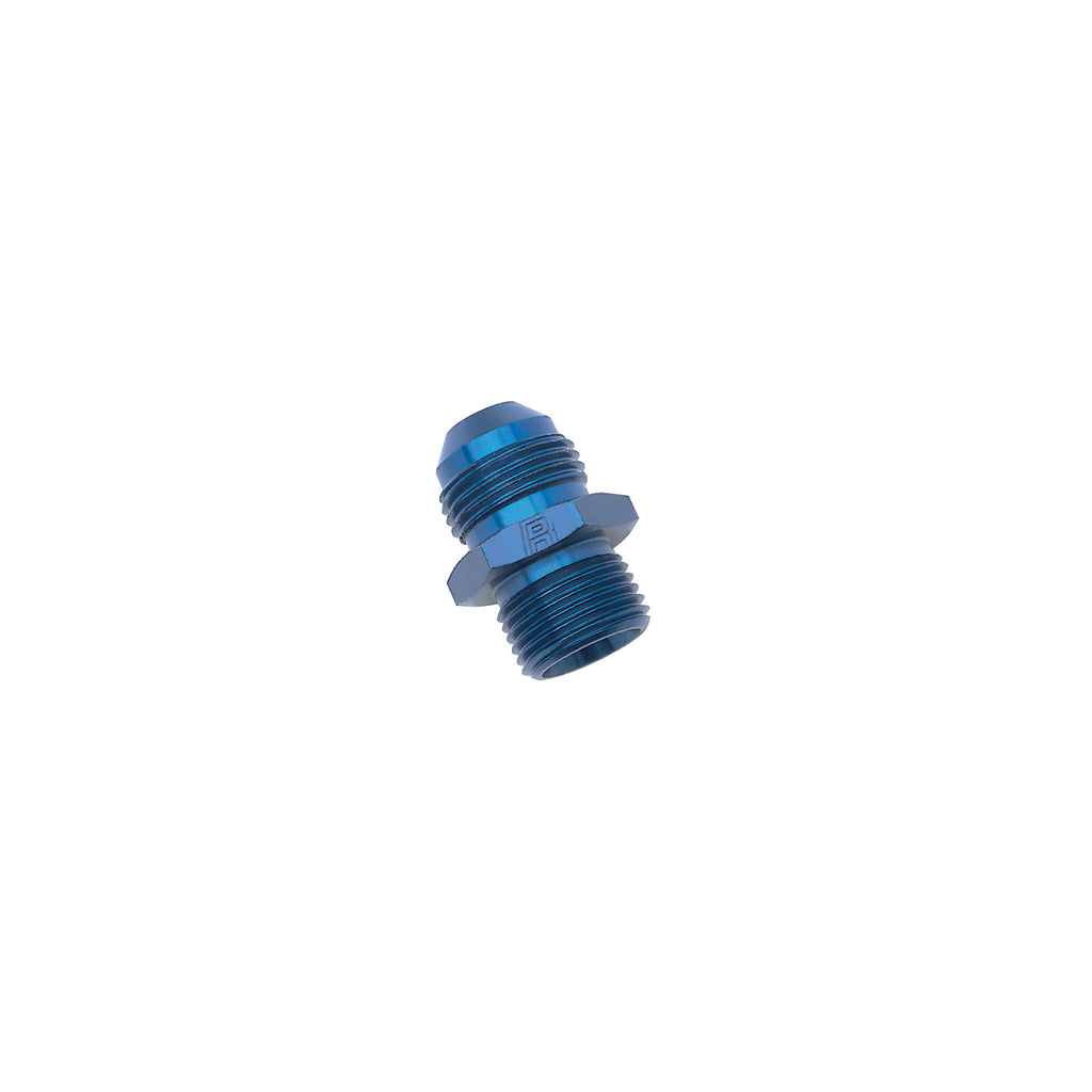 Performance--4-An-Flare-To-8Mm-X-1.25-Metric-Thread-Adapter-(Blue)