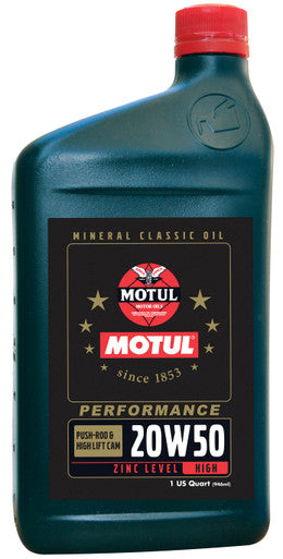 Motul 108081 Classic Performance 20W50 High Zinc Classic Engine Oil - 946mL