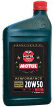 Load image into Gallery viewer, Motul 108081 Classic Performance 20W50 High Zinc Classic Engine Oil - 946mL