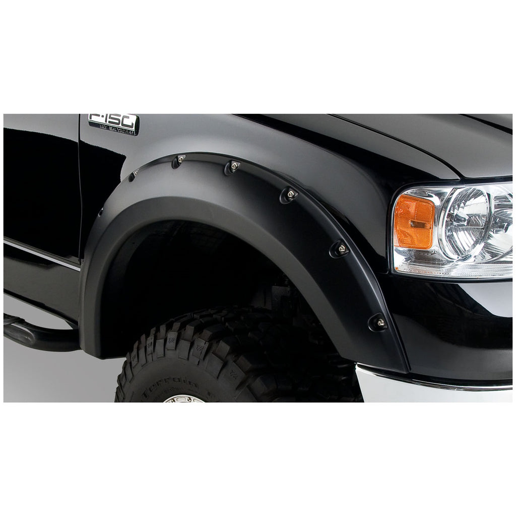 Pocket-Style-Fender-Flares-Ford-F150-2004-No-Drill-Bolt-On-Look-Decorative-Stainless-Steel-Torque-Bolts-2-Additional-Tire-Coverage-Paintable-Matte-Black