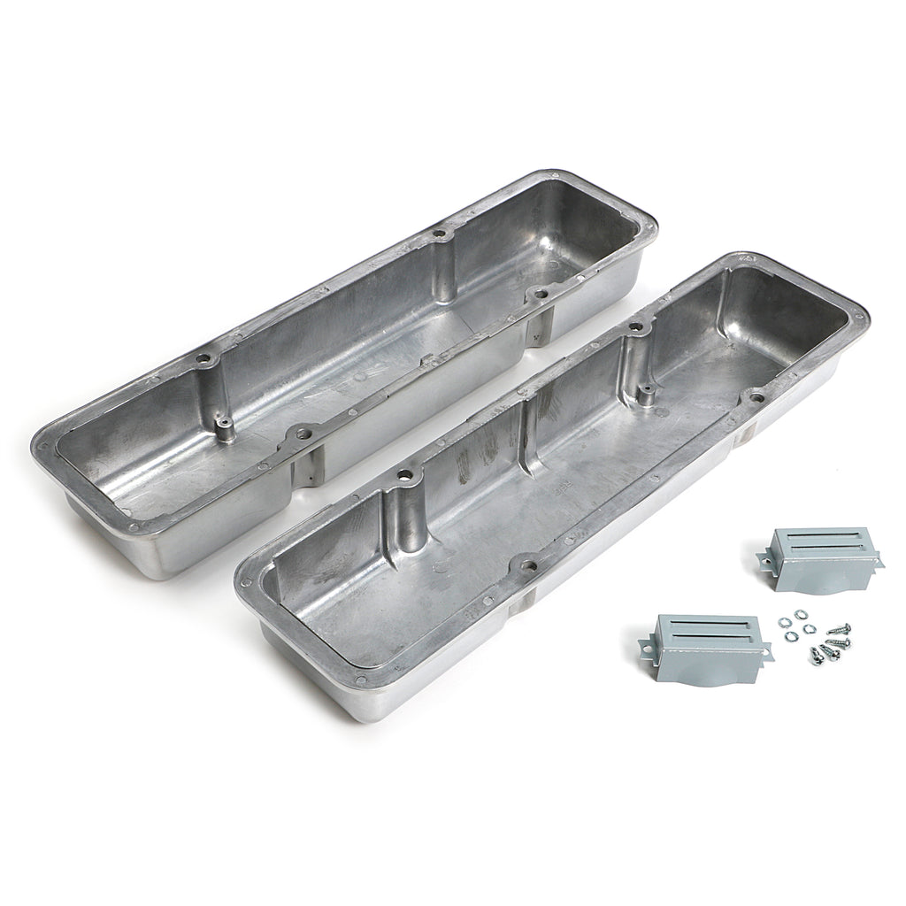 Polished-Aluminum-Valve-Covers;-58-86-Sb-Chevy;-Short;-Plain