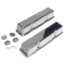 Load image into Gallery viewer, Polished-Aluminum-Valve-Covers;-Tall;-1958-1986-Sb-Chevrolet--Plain-(No-Holes)