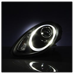 Porsche-Cayman-05-08-Headlights---Halogen-Model-Only---Drl-Led---Black-Pro-Yd-P98705-Drl-Bk