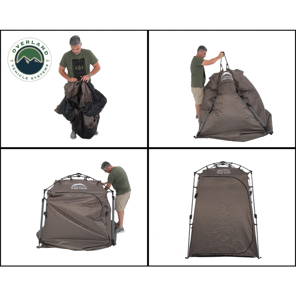Portable-Shower-And-Privacy-Room-Retractable-Floor,-Amenity-Pouches-5X7-Foot-Quick-Set-Up-Overland-Vehicle-Systems