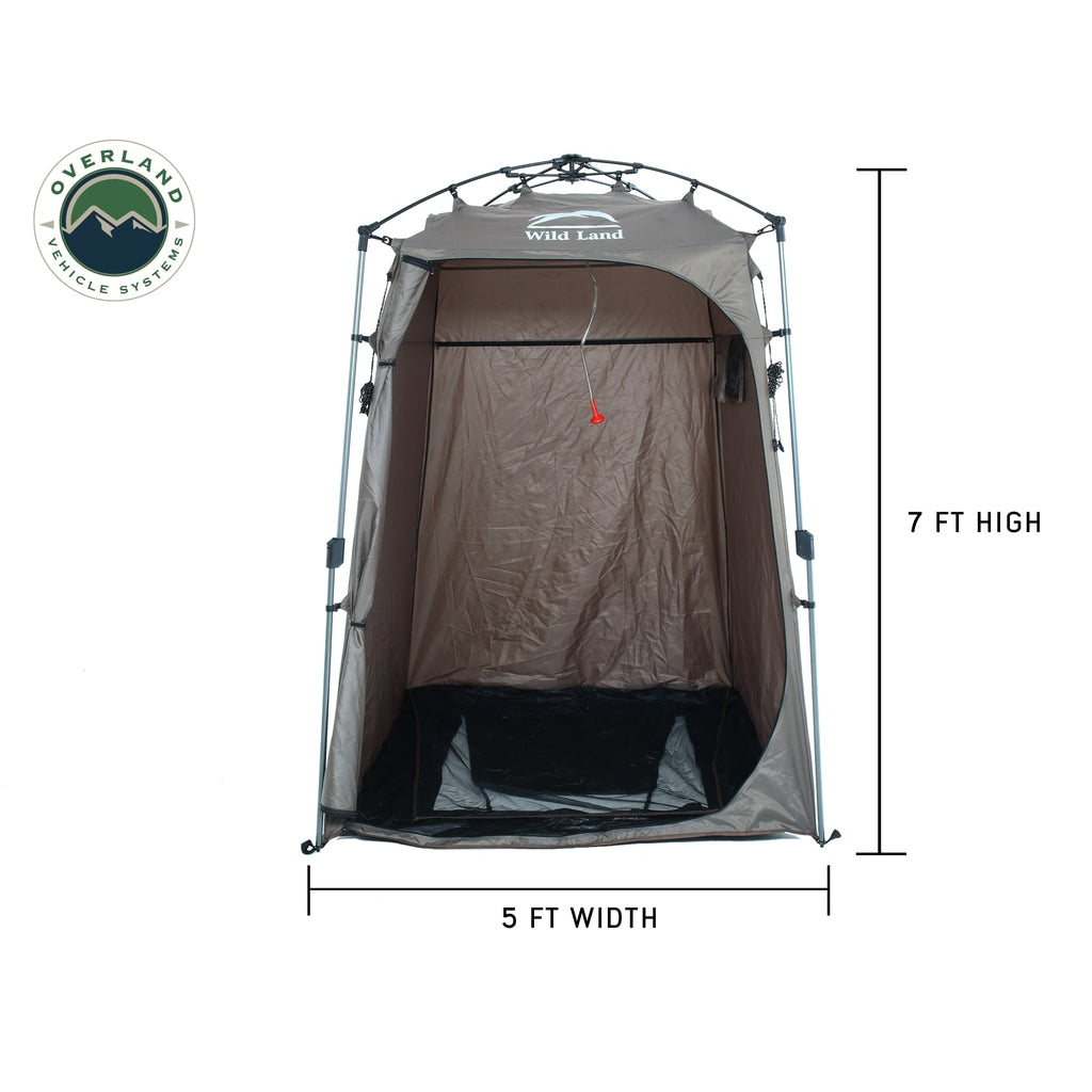 Portable-Shower-And-Privacy-Room-Retractable-Floor,-Amenity-Pouches-5X7-Foot-Quick-Set-Up-Overland-Vehicle-Systems