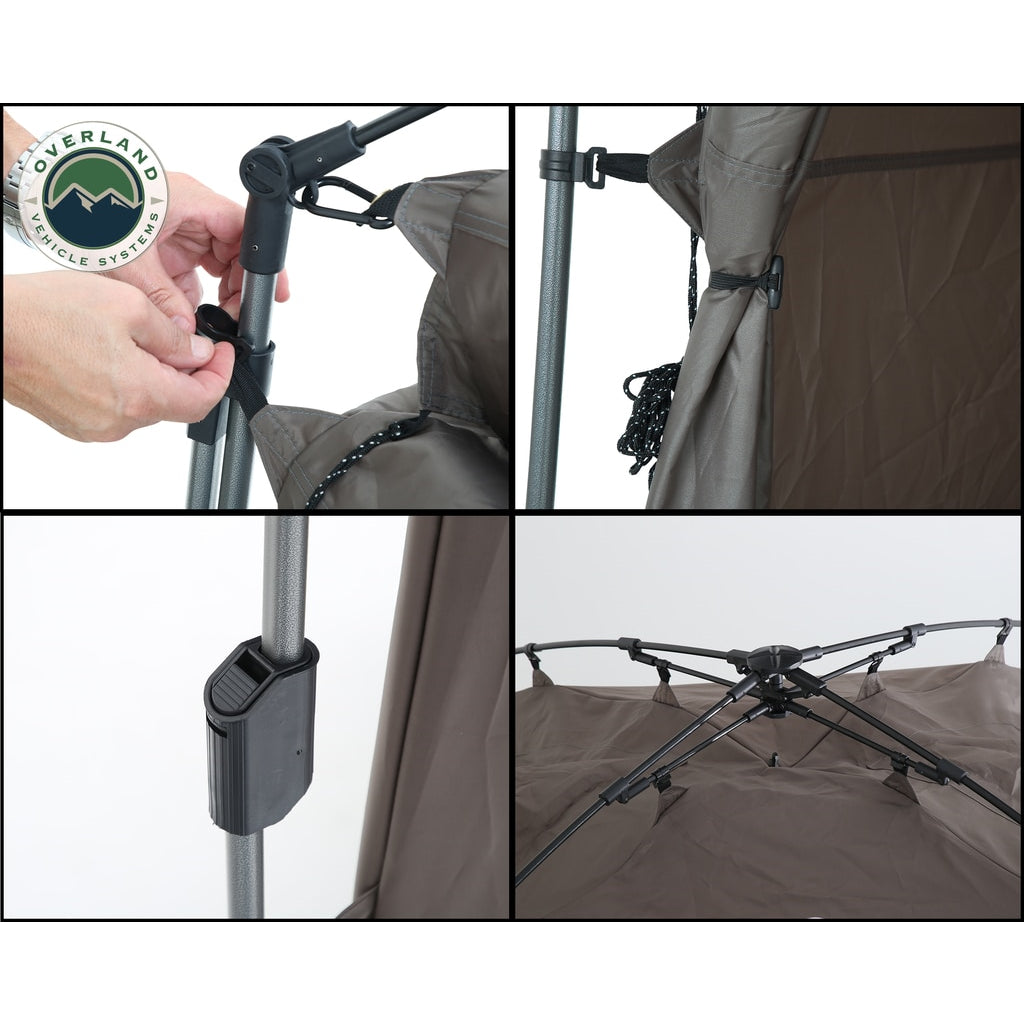 Portable-Shower-And-Privacy-Room-Retractable-Floor,-Amenity-Pouches-5X7-Foot-Quick-Set-Up-Overland-Vehicle-Systems