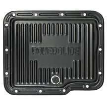 Load image into Gallery viewer, Powerglide-Transmission-Pan;-Stock-Depth--Stock-Capacity;-Steel--Black-Finish