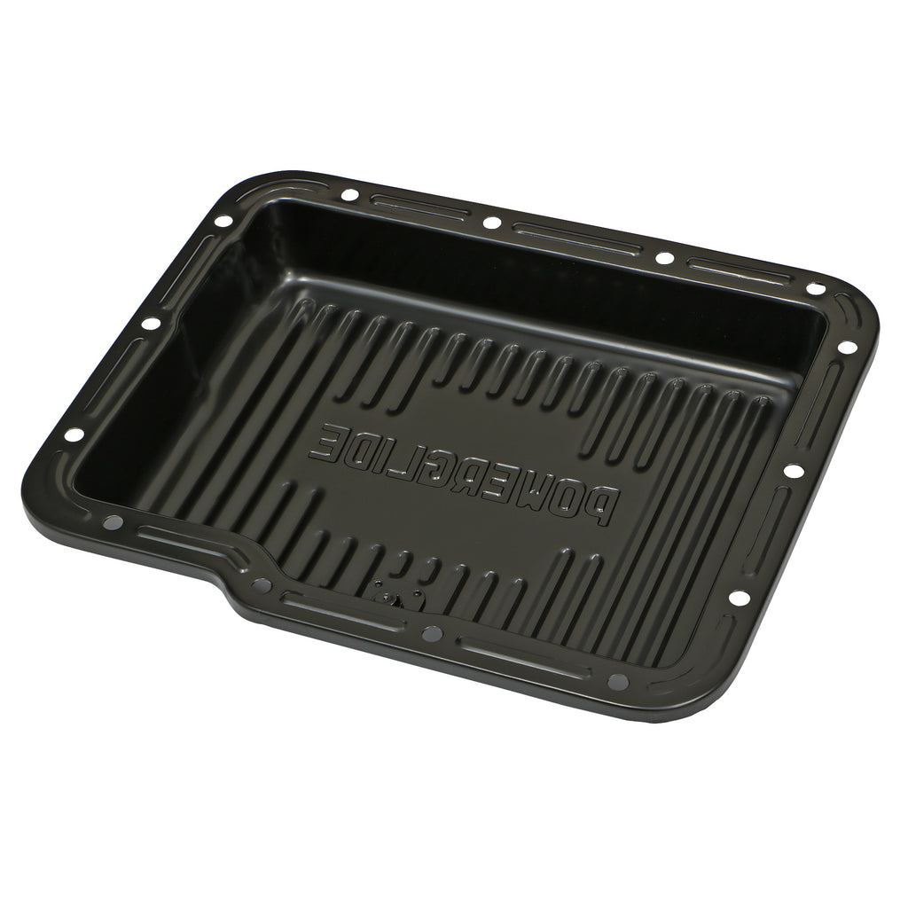 Powerglide-Transmission-Pan;-Stock-Depth--Stock-Capacity;-Steel--Black-Finish