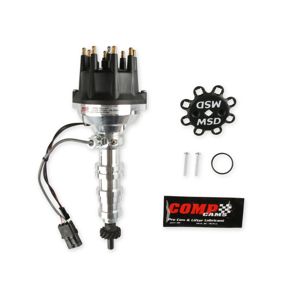 Pro-Billet-Cam-Sync-Distributor,-Ford-Fe,-Steel-Gear